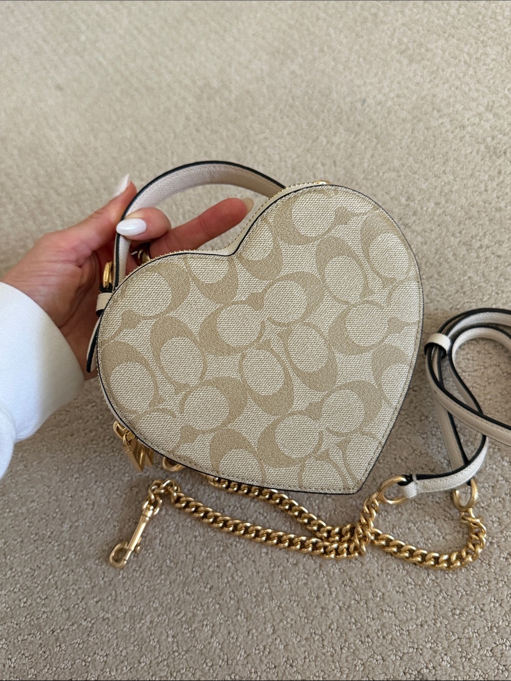 Coach Heart Mini Crossbody in Signature Beige and Tan - Picture 5 of 6